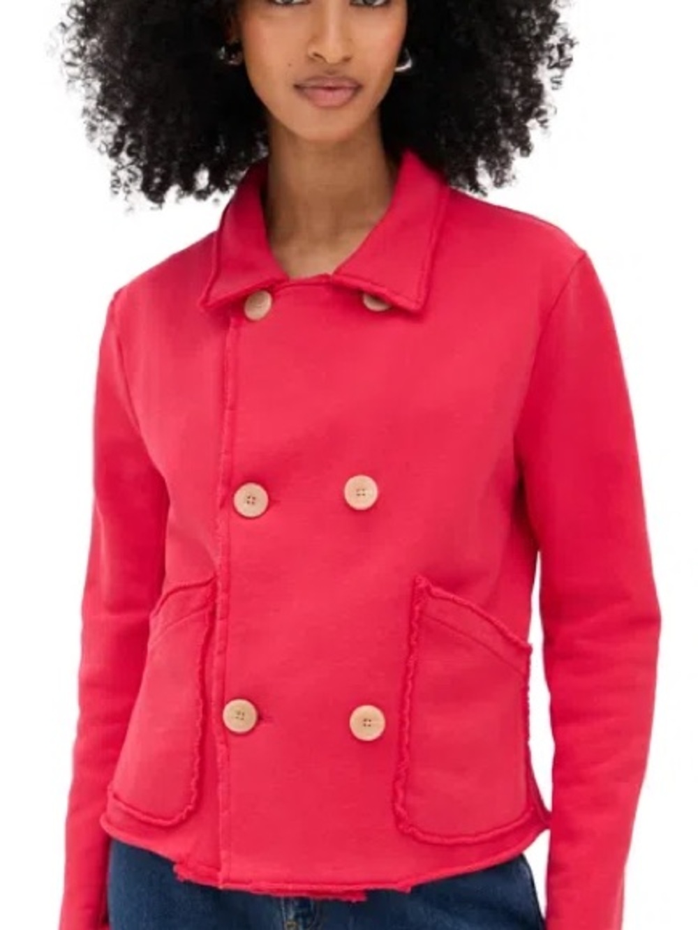 Frank and Eileen mini Belfast crop peacoat double decker red in pink